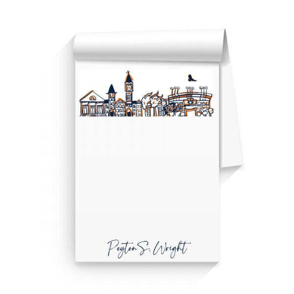 Auburn University Personalized Skyline Notepad | Font: Santa Catalina