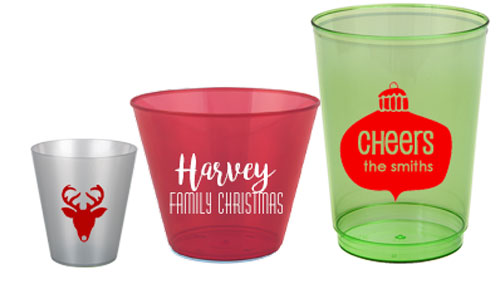 Personalized Red Hard Plastic Wine Cups for Christmas