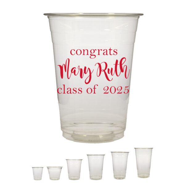 Personalized Soft Sided SOLO -Like Plastic Clear Cups for Graduation Party {Clear-All Sizes}