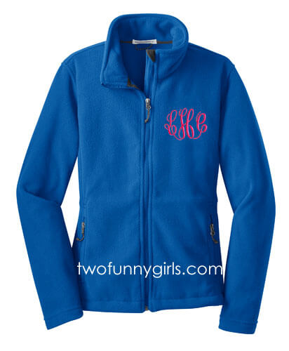 Women's Fleece Jacket with Monogram - Royal Blue