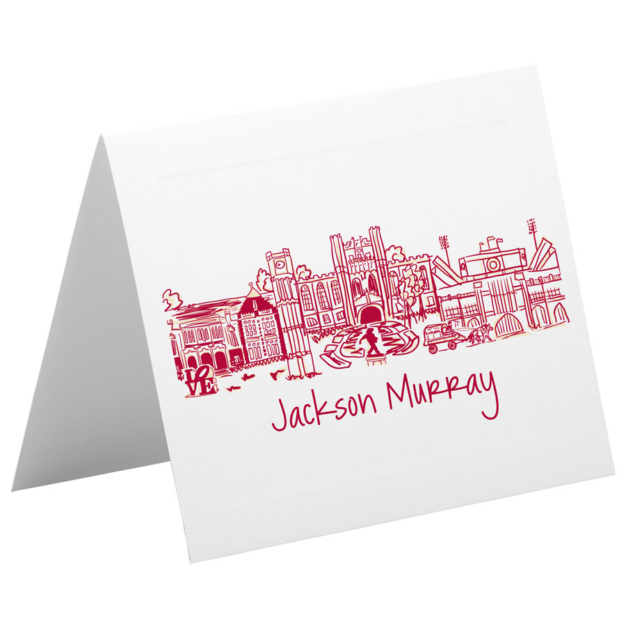 Personalized Foldover Notecard Stationery Set {University of Tennessee  Campus Skyline Landmarks-Knoxville, Tennessee}