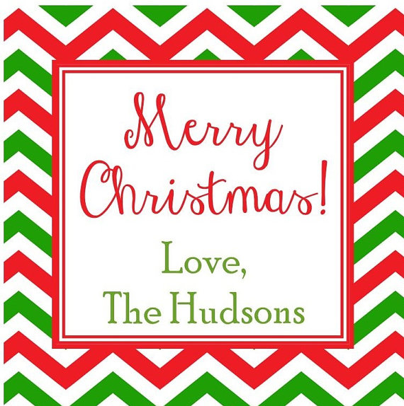 Personalized Christmas Gift Stickers - Christmas Chevron