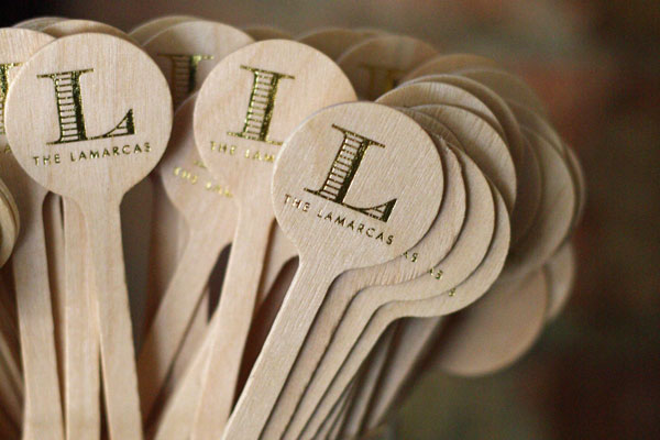 100 Custom Wooden Stir Sticks Leaf for Wedding Cocktails 